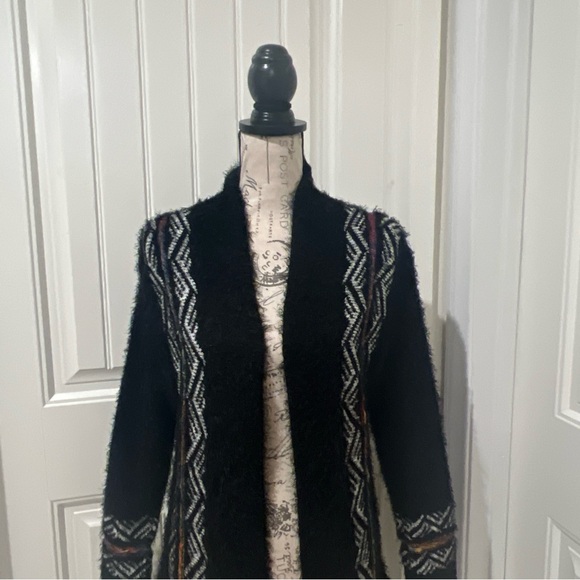 Aztec Print Long Sleeve Cotton Long Sleeves  Fringe Cardigan Bohemian Size S - Picture 6 of 11